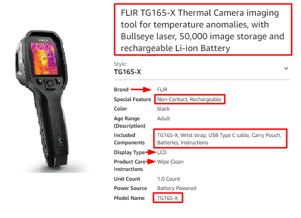 FLIR TG165-X Thermal Camera Thermometer