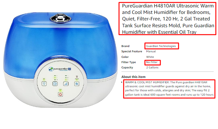 Pure Guardian Warm and Cool Humidifier