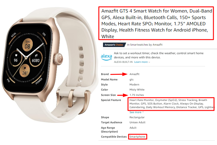 Amazfit GTS 4 Smart watch for Women