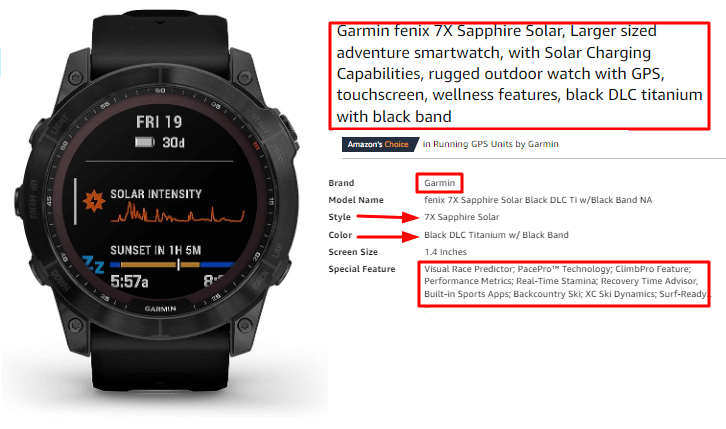 Garmin Fenix 7X Sapphire Solar Smartwatch
