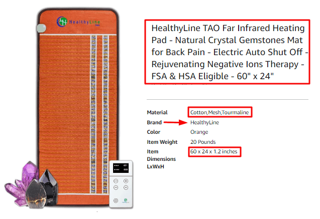 Healthyline TAO Far Infrared Heating Pad