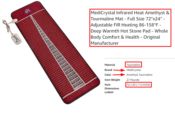 MediCrystal Infrared Heat Amethyst & Tourmaline Mat